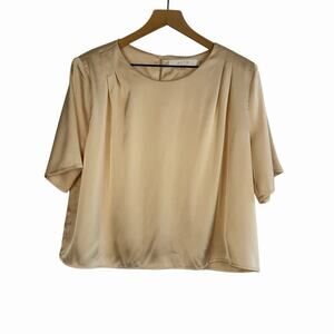 ASTR The Label Womens Satin Cream Blouse Top XL Neutral Capsule Office Career